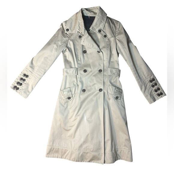DIANE VON FURSTENBERG BOGART TRENCH COAT DOUBLE BREASTED %100 COTTON Size 6 - Picture 3 of 10